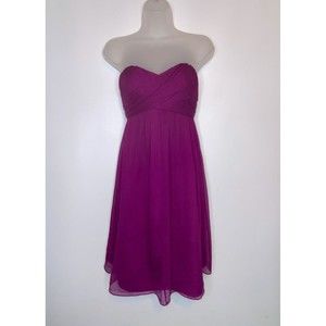 J CREW Size 2 Taryn Silk Chiffon Mini Cocktail Dress Strapless Lined Cranberry